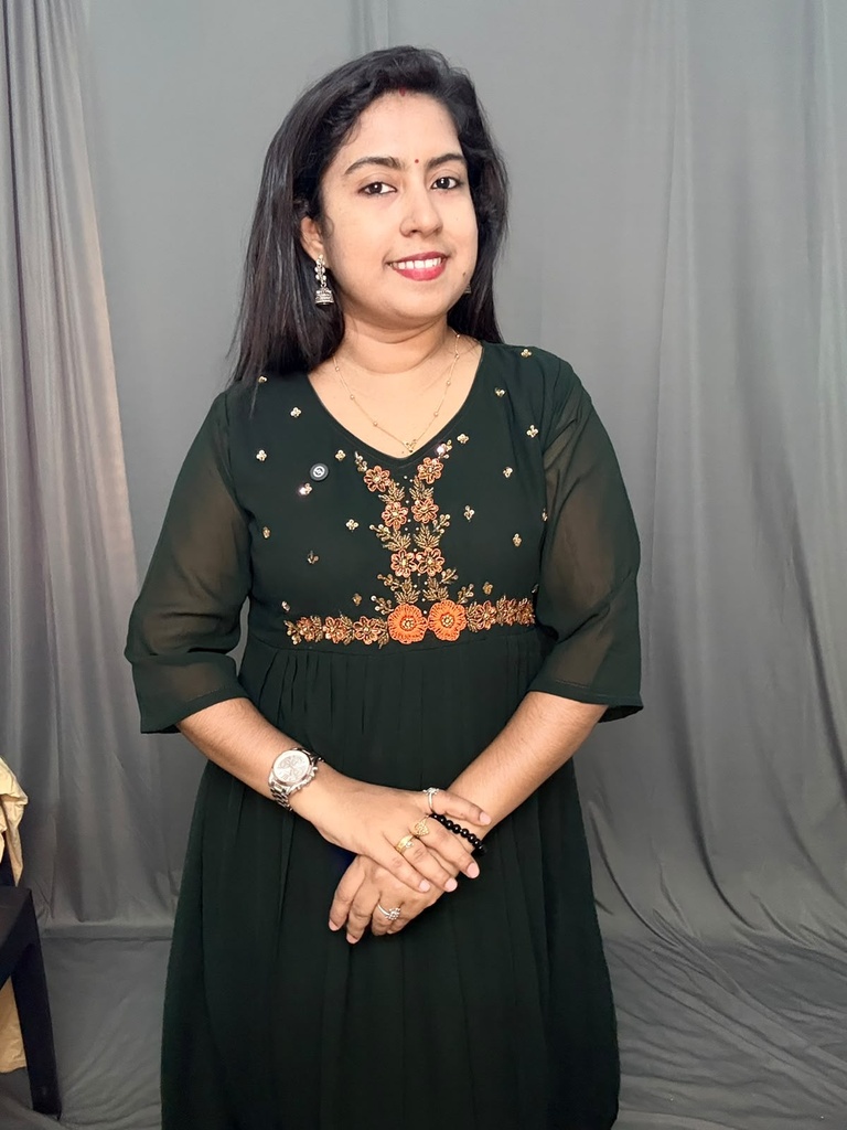MFBL020 Dark Green Georgette Heavy Hand Work Aline Kurti