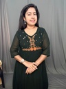 MFBL020 Dark Green Georgette Heavy Hand Work Aline Kurti