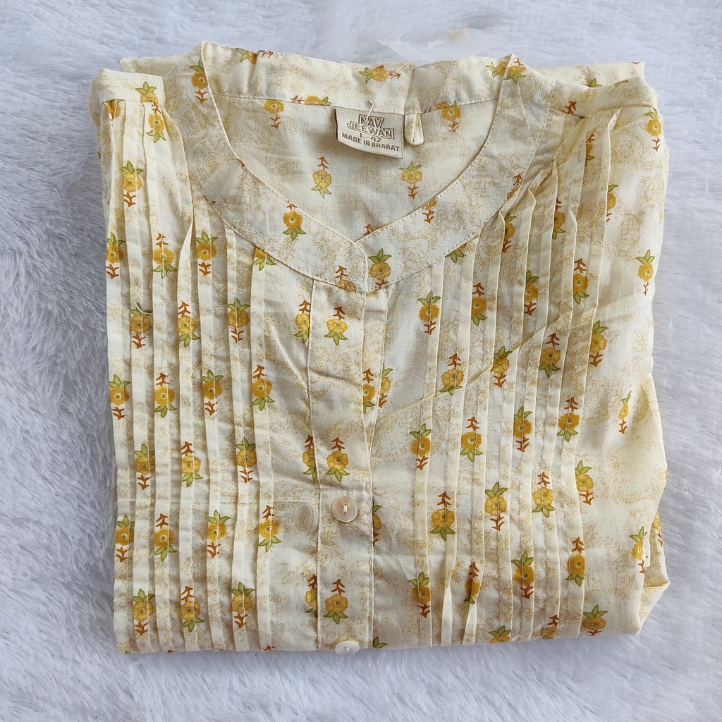 Cream&Yellow Floral Print Short Top