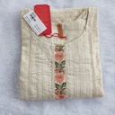 Farishta Kerala Cream Kora Cotton Hakoba Embroidery Slit Kurti