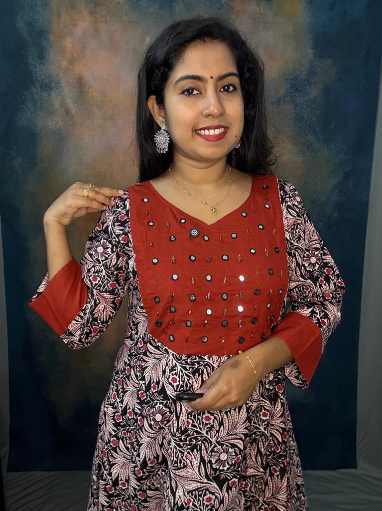 Nayathi Black Kalamkari Panel Cut Anarkali