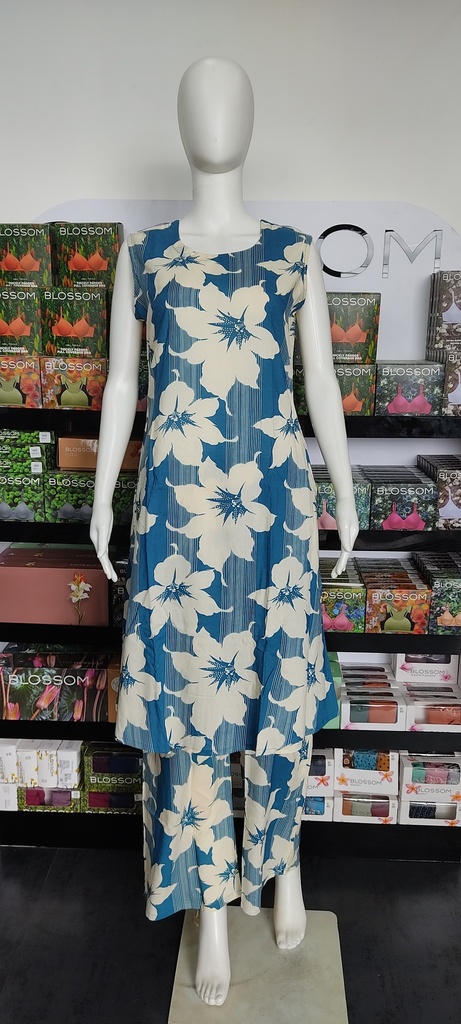 TEAL BLUE COLOR RAYON COORD SET