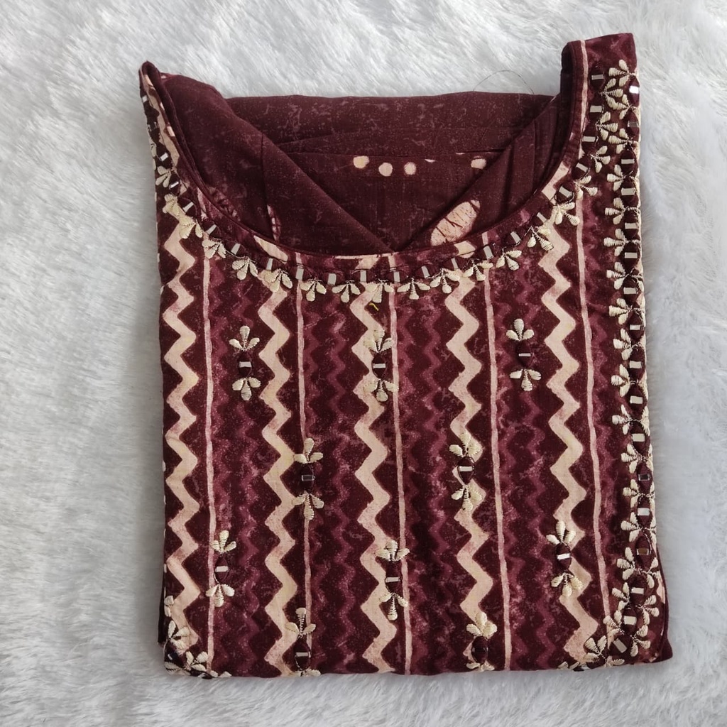 Cotton Embroidery Work Slit Kurti