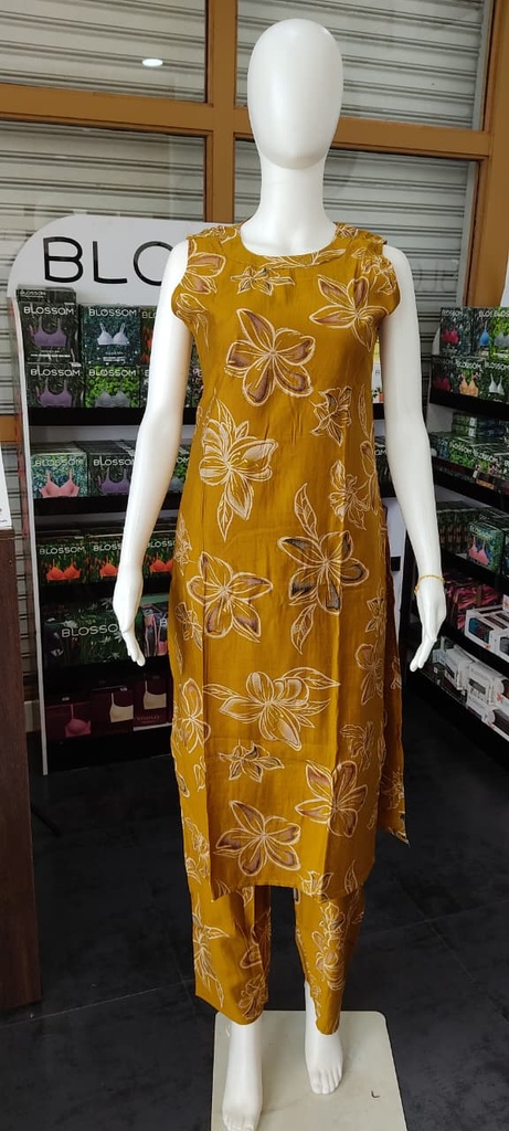 Mustard Yellow Capsule Rayon Slit Coord Set