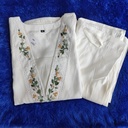 Kerala Cream Heavy Embroidery Slit 2PC set 