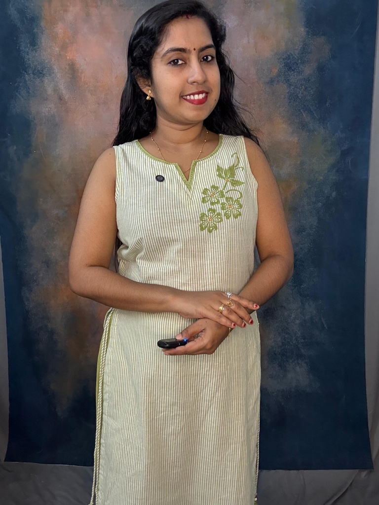 Anvita Pista Green Stripes Sleeveless Nayra Cut Kurti&Palazzo Bottom