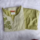 Anvita Pista Green Stripes Sleeveless Nayra Cut Kurti&Palazzo Bottom