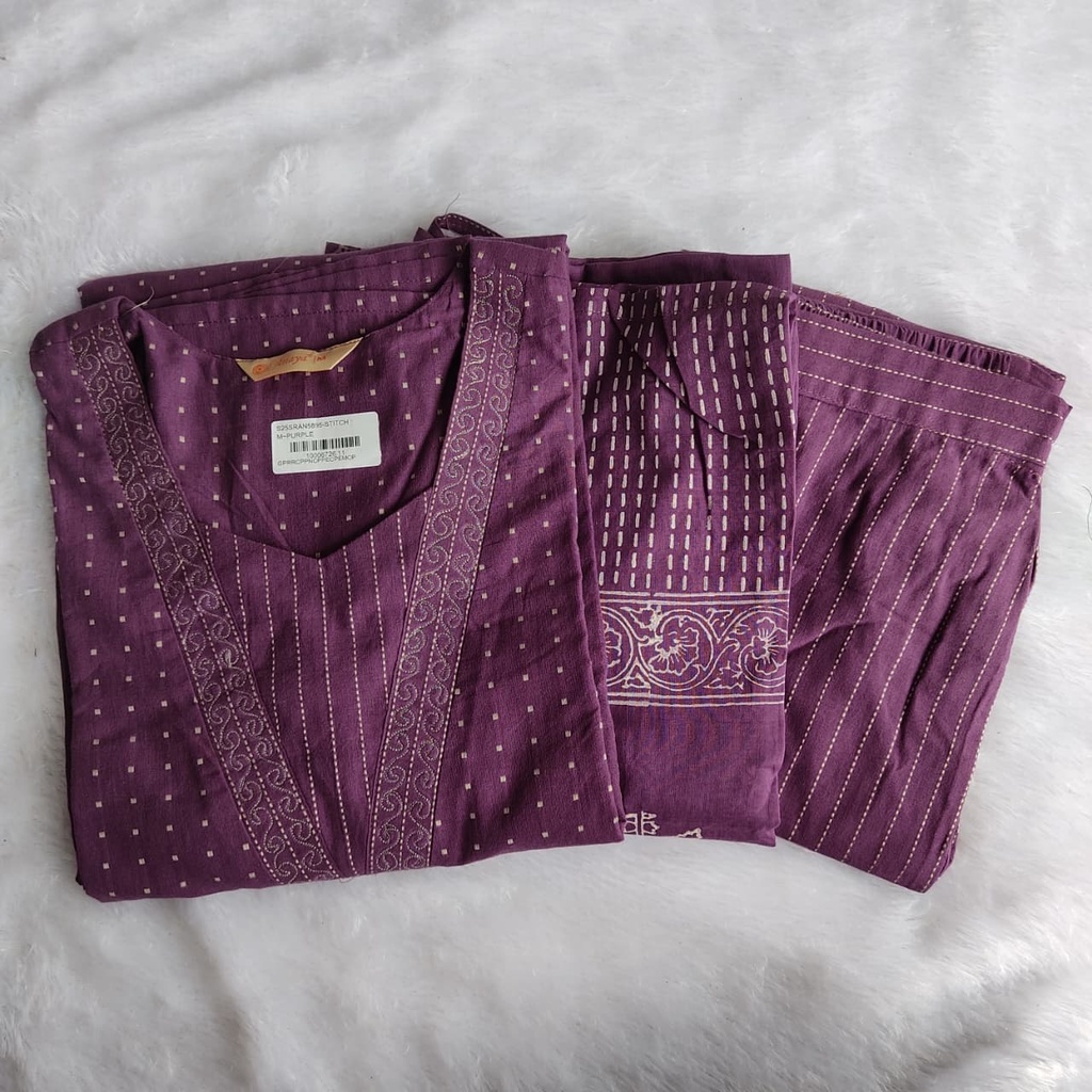 Anaya Purple Weaving Pattern Slit Full Set 