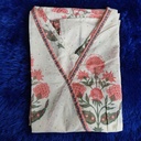 White&Pink Cotton Sanganeri Priint Aline Sleveless Top