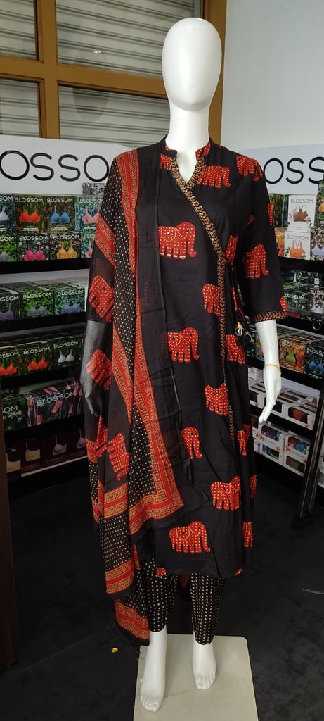 Elephant Print Anghrakha 3PC Set