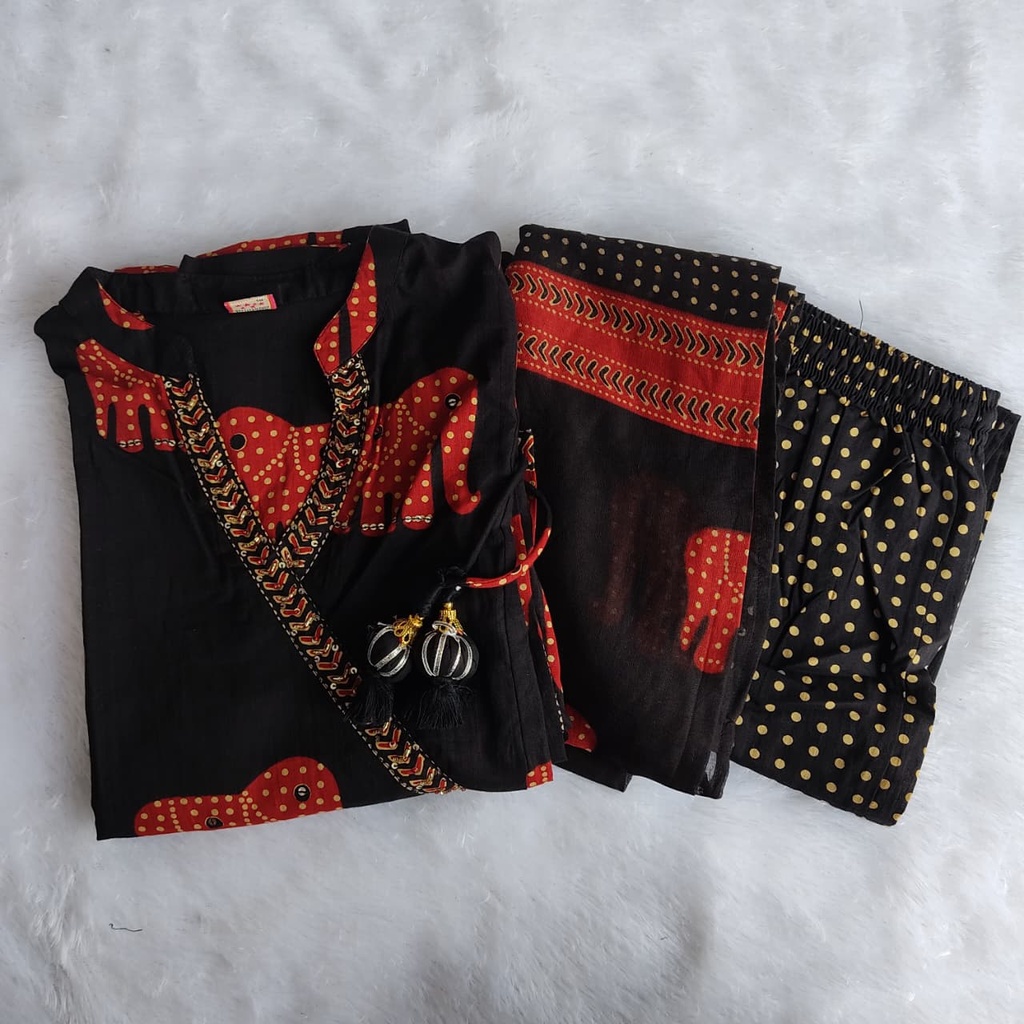 Elephant Print Anghrakha 3PC Set