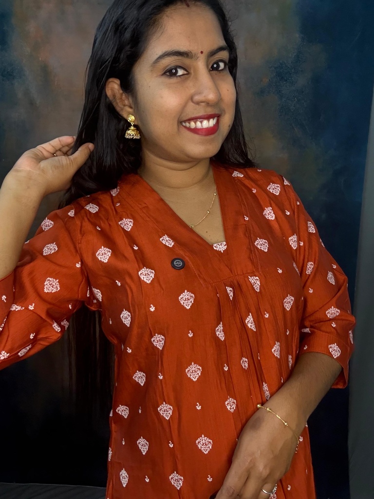 Vatican Silk V-Neck Aline 2PC Set