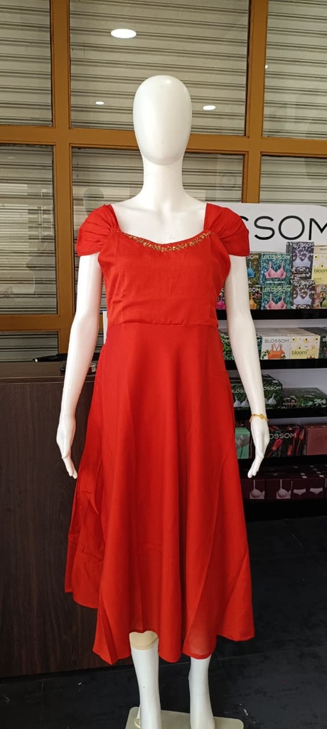 Silk Puff Sleeveless Model Frock