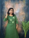 Anvita Green Floral Embroidery & Sequnce Work Princesscut Aline Slit Kurti