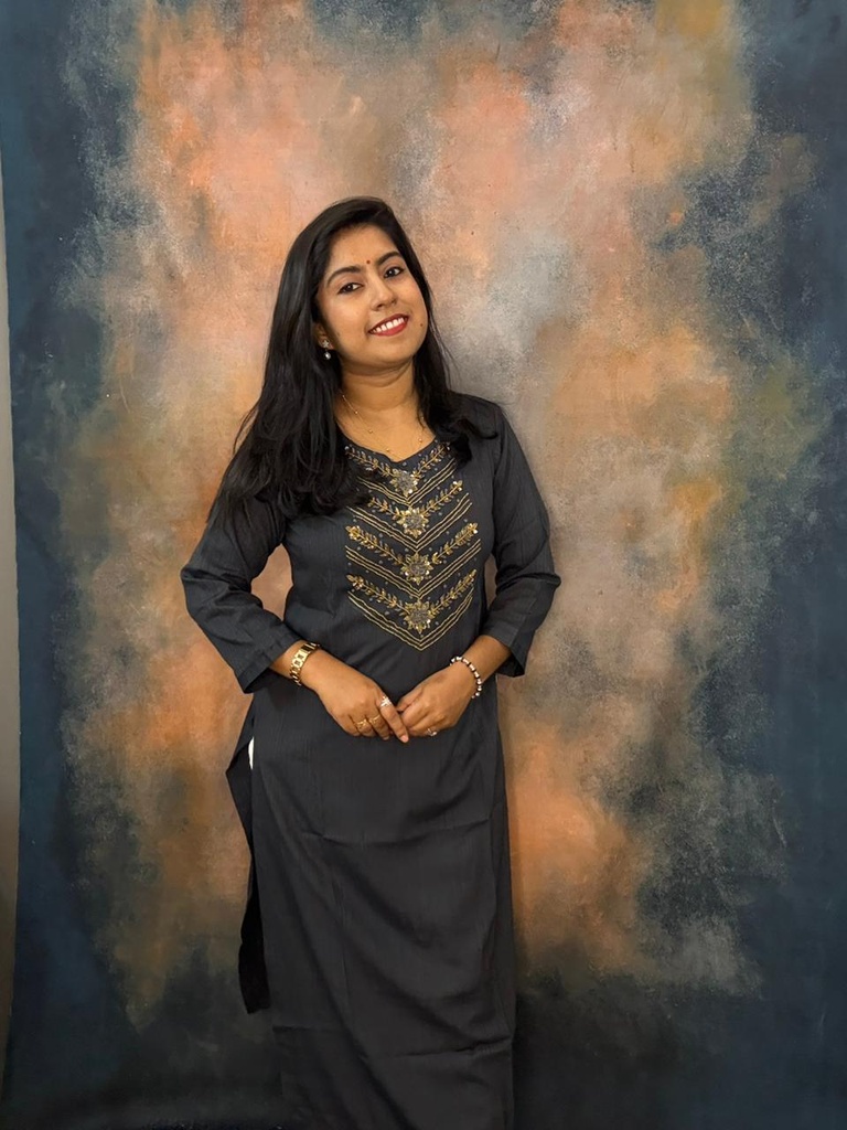 Dark Grey Cotton Silk Heavy Handwork Slit Kurti 