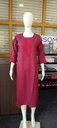 Beetroot Color Mixed Cotton Maroon Thread Work Slit Kurti 