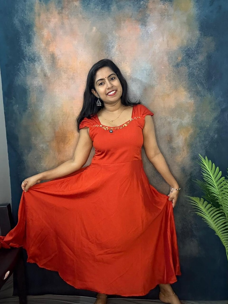 Silk Puff Sleeveless Model Frock