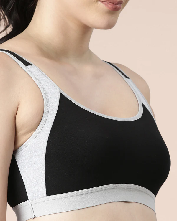 Twin Birds Contrast Outer Elastic Sports Bra