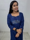 MK857B Blue Roman Silk Slit Kurti