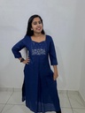 MK857B Blue Roman Silk Slit Kurti