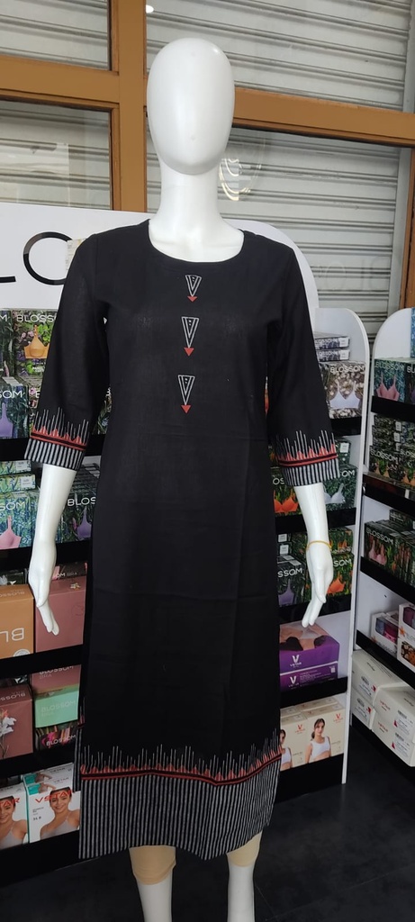 L0012  Anvita Black Slit Kurti 
