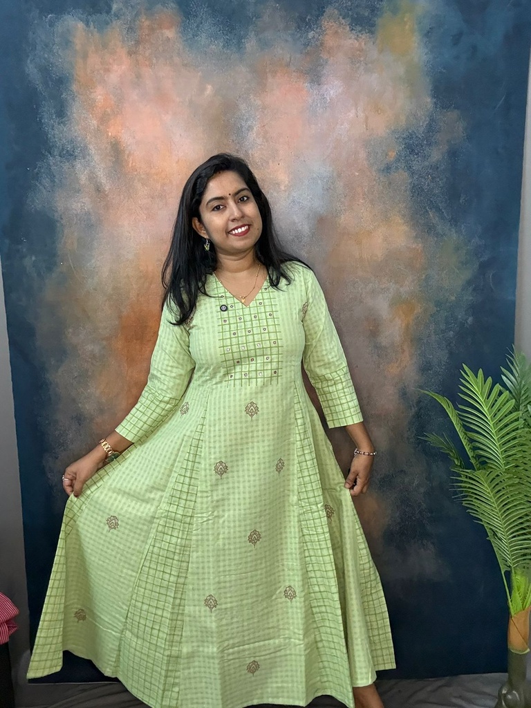 L0029 Anvita Pista Green Panalcut Kurti