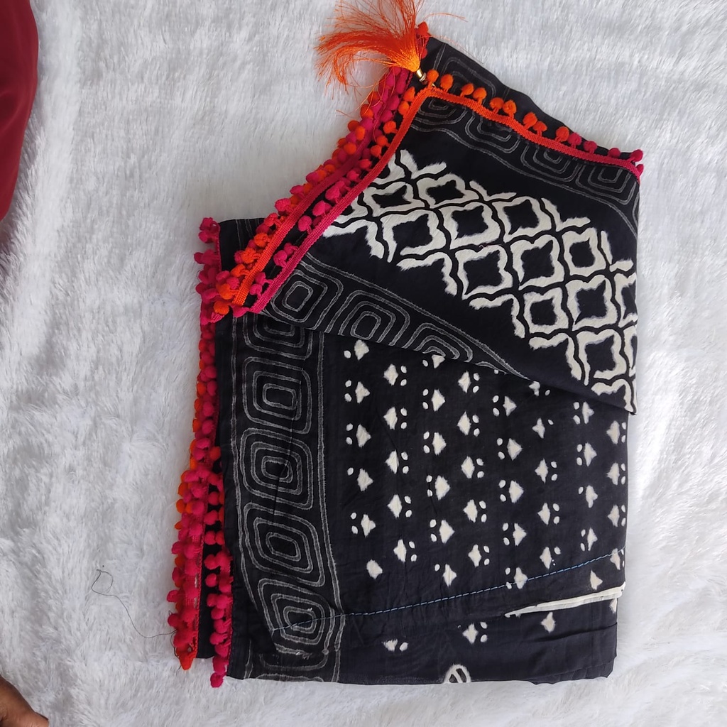 S0023 Black Cotton Saree