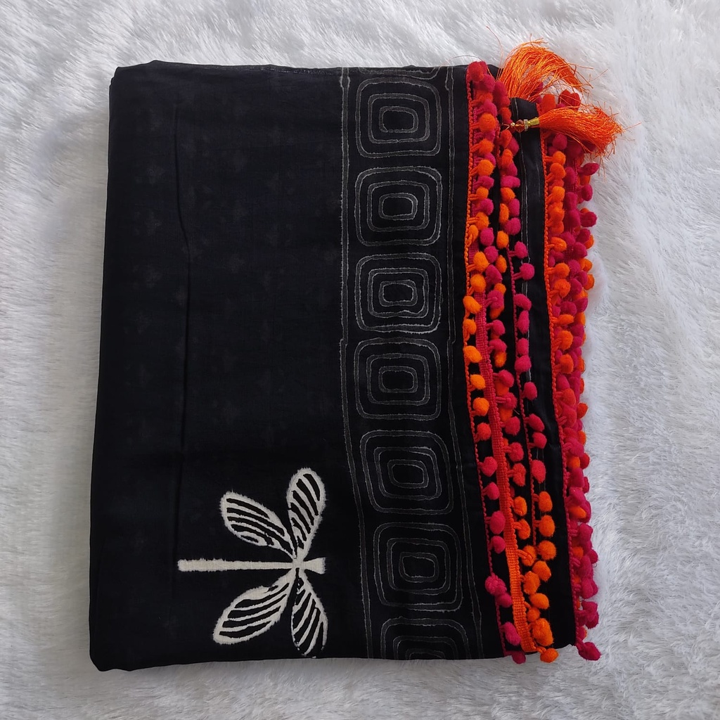 S0023 Black Cotton Saree