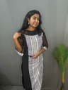 L0048 Farishta Black&White Stripes Slit Kurti