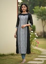 L0048 Farishta Black&White Stripes Slit Kurti