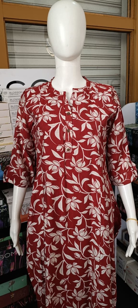 L0011 Brown Cotton Slit Kurti