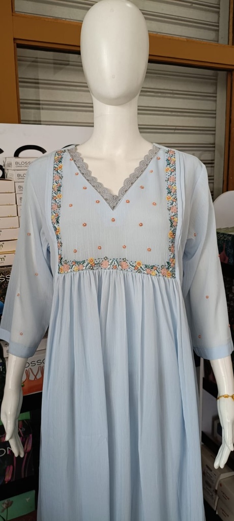 KU-155 Georgette Embroidery Aline Kurti 
