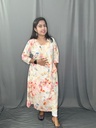 L0196 Cream Multi Color Cotton Aline Kurti