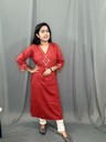 L0212 Anvita Rust V Neck Slit Kurti