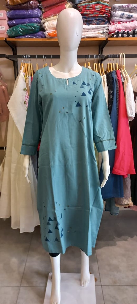 L0190 Anvita Aqua Blue Slit Kurti  