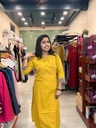 L0224 Anvita Mustard Kalamkari Patch Slit Kurti 