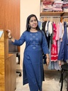 L0225 Anvita Navy Blue Slit 3 Panel Thread Work 2PC