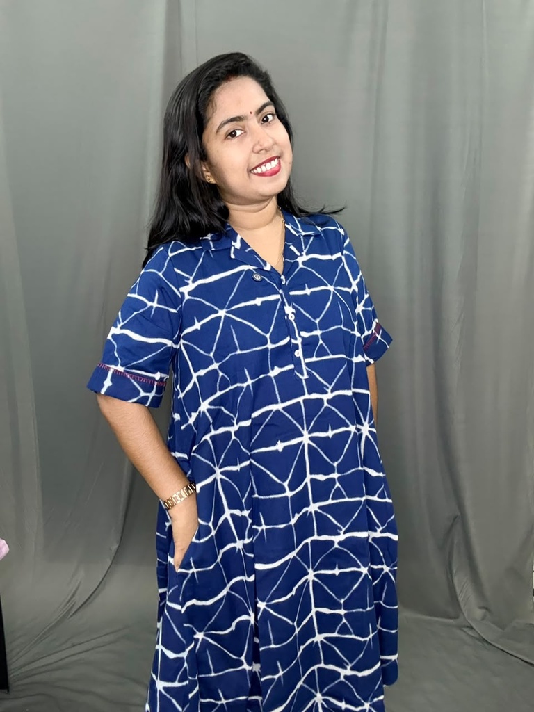 L0211 Anvita Knee Length Shirt Collar Short Kurti 