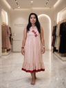 L0194 Anvita Mul-Cotton Beige & Brown Stripe Frock