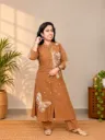L0241 Premium Dhabu Cotton Brown Coord Set