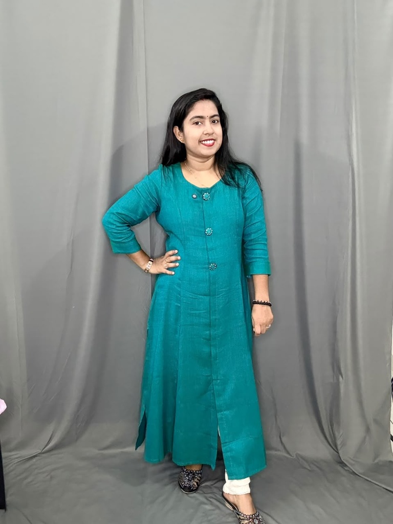 L0215 Premium Jute Princesscut Aline Slit kurti 