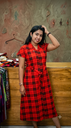 AI006  Red Checks Button Down Frock