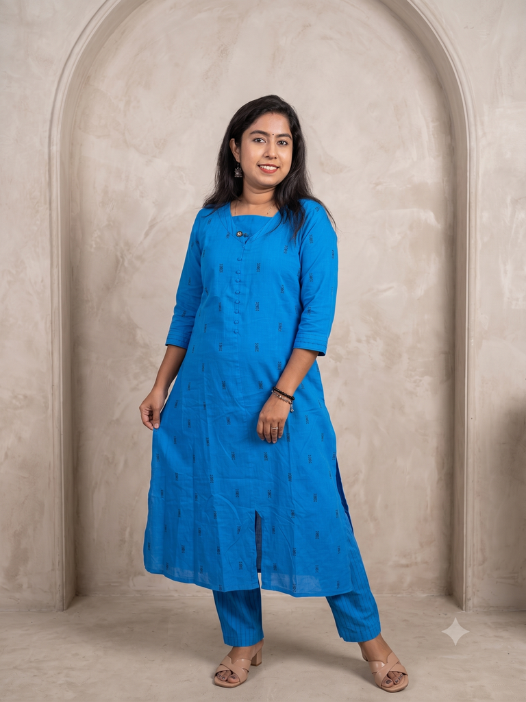 MFBL003 Blue Handloom Cotton 2PC Set