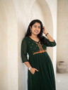 MFBL020 Dark Green Georgette Heavy Hand Work Aline Kurti