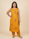 MFA022 Mustard Yellow Premium Cotton Sleeveless Coord Set