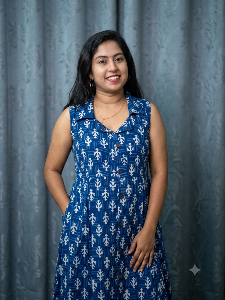 BHL005 Indigo Shirt Collar Frock