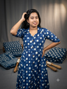 BHL007 Indigo Shirt Collar Frock