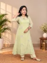 LP0048 Pista Green Shimmer Embroidered Aline Kurti