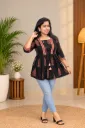 RF015 Black Cotton Ajrakh Print Short Top