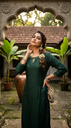 GHC354-G Green  Neck Embriodery  Slit Kurti